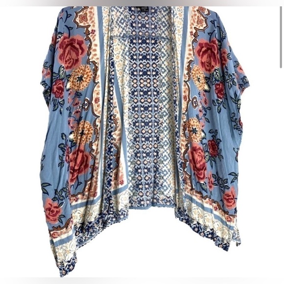 Blue Rain Boho Floral Kimono Wrap Size Medium - Picture 1 of 4